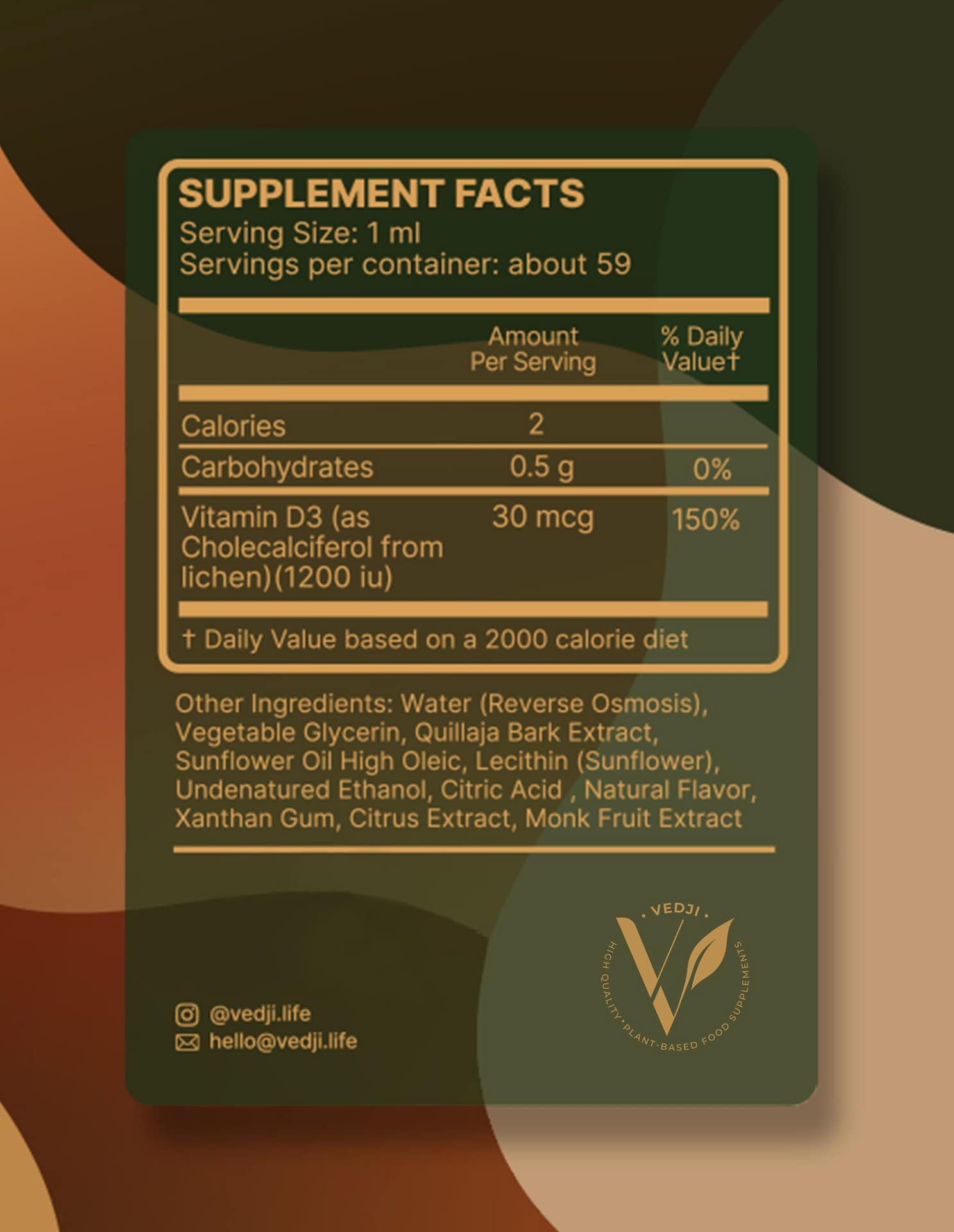 Liposomal Sun Water Supplement Facts